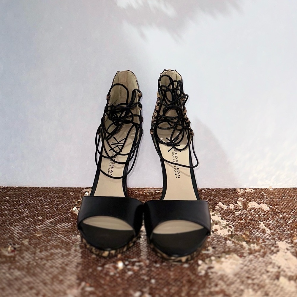 Kardashian leopard strap heels size 8.5